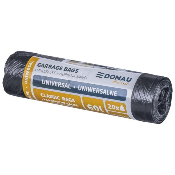 Vrecia DONAU-HOME, univerzálne, 60 ℓ, 20 ks, čierne 