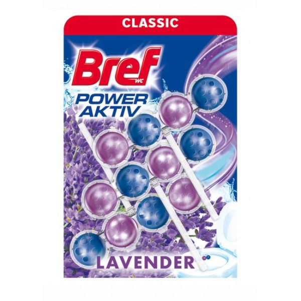 Bref Power Aktiv WC závesný blok tuhý 3 x 50 g Levanduľa 
