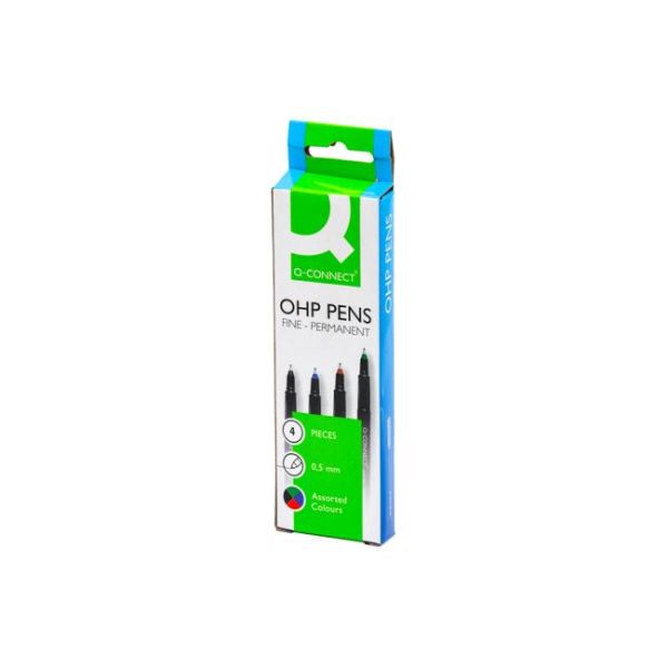 Sada permanentných popisovačov Q-CONNECT OHP F 4S, 0,5 mm 