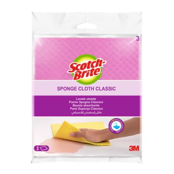 Utierka hubková celulózová Scotch-Brite vysokou absorpciou, prateľná, 3 ks 