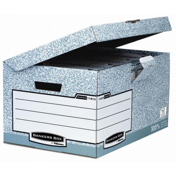 Archívna krabica so sklápacím vekom Fellowes BANKERS BOX sivá/biela 37,8x28x53,5 cm 