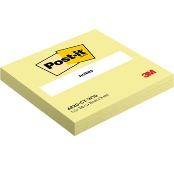 Samolepiaci bloček Post-it,76mm x 76mm, 100 lístkov v bločku, kanárikovo žltý 
