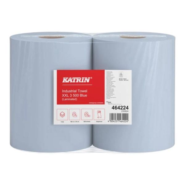 Papierová rolka Katrin Industrial Towel XXL 500 3-vrstvová modrá (2ks) 