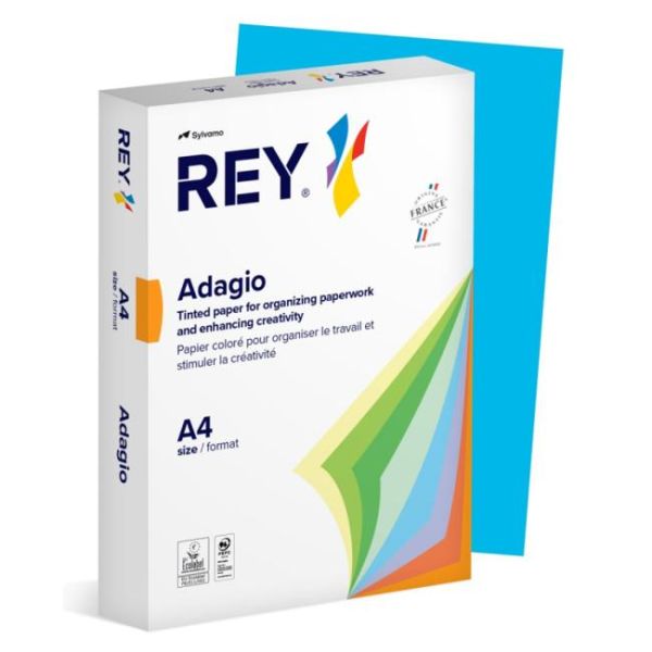 Kopírovací papier, farebný, A4, 80 g, REY "Adagio", intenzívna modrá, 500list