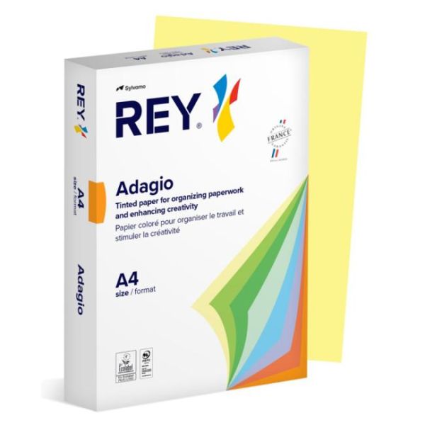 Kopírovací papier, farebný, A4, 80 g, REY "Adagio", pastelová žltá, 500list