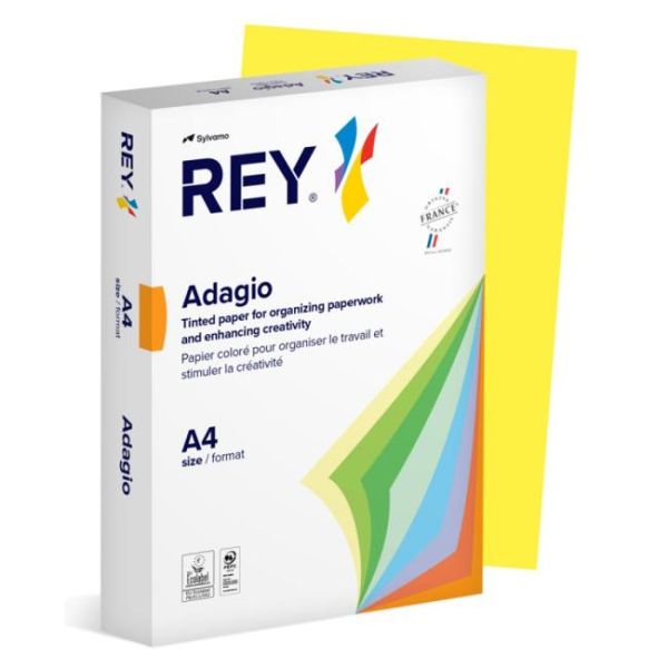 Kopírovací papier, farebný, A4, 80 g, REY "Adagio", intenzívna žltá, 500list