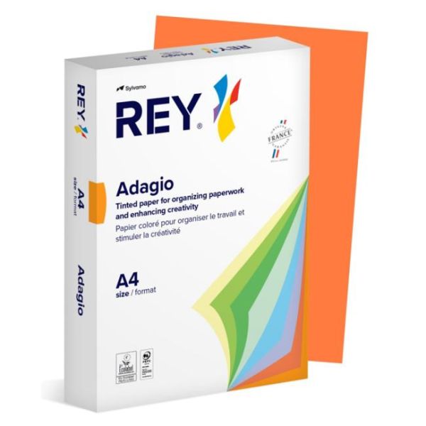 Kopírovací papier, farebný, A4, 80 g, REY "Adagio", intenzívna oranžová, 500list