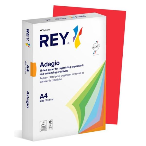 Kopírovací papier, farebný, A4, 80 g, REY "Adagio", intenzívna červená, 500list