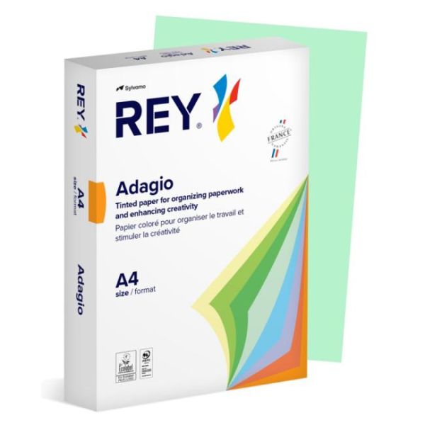 Kopírovací papier, farebný, A4, 80 g, REY "Adagio", pastelová zelená, 500list