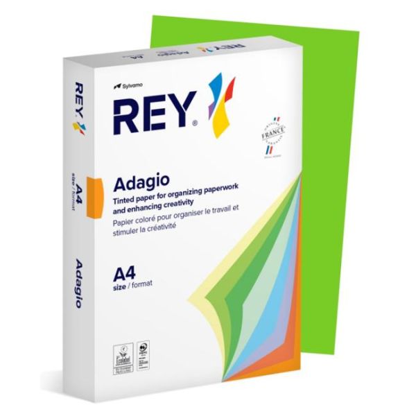 Kopírovací papier, farebný, A4, 80 g, REY "Adagio", intenzívna zelená, 500list