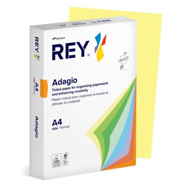 Kopírovací papier, farebný, A4, 160 g, REY "Adagio", pastelová žltá, 250list