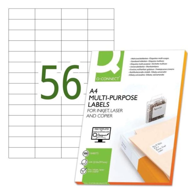 Etikety univerzálne 52,5x21,2mm Q-CONNECT A4 100 hárkov 