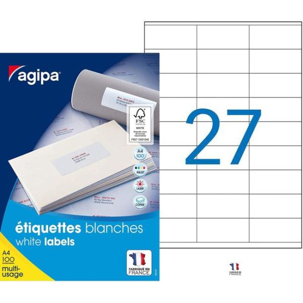 Etikety univerzálne 70x31mm Agipa A4 100 hárkov 
