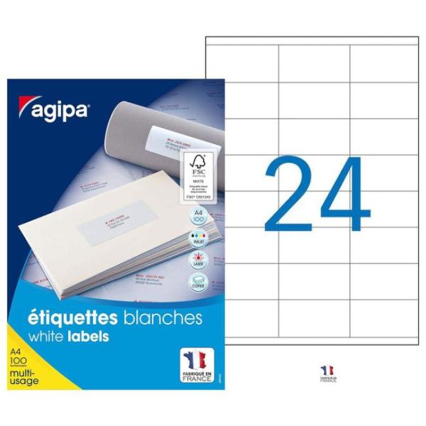 Etikety univerzálne 70x36mm Agipa A4 100 hárkov 