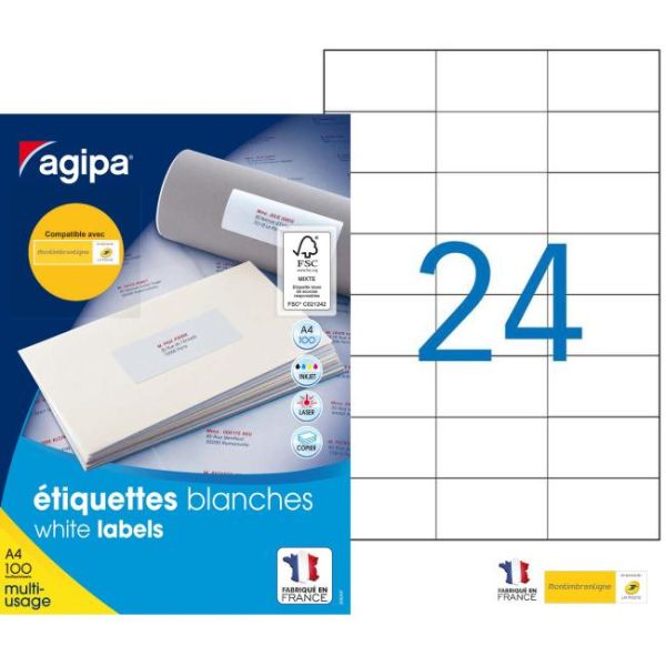 Etikety univerzálne 70x37mm Express Agipa A4 100 hárkov 