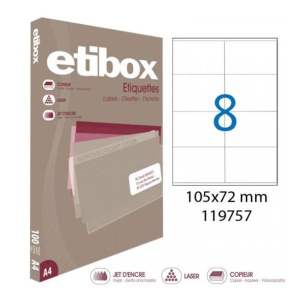 Etikety univerzálne 105x72mm Etibox A4 100 hárkov 