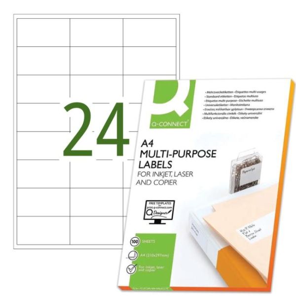 Etikety univerzálne 66x33,9mm Q- CONNECT A4 100 hárkov 