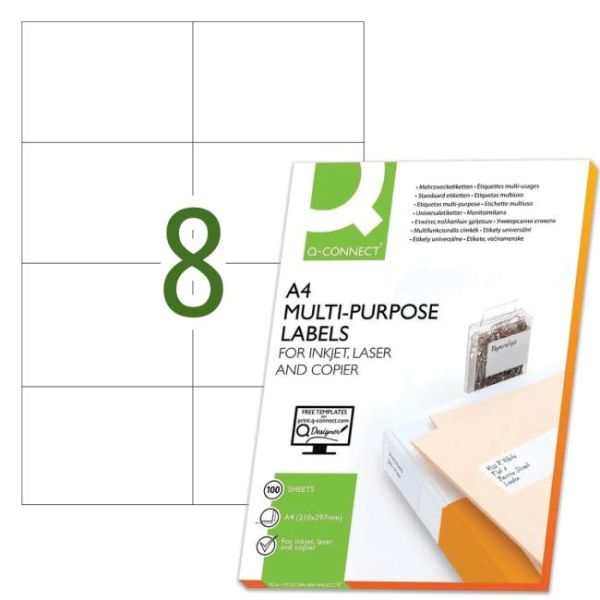 Etikety univerzálne 105x74mm Q-CONNECT A4 100 hárkov 