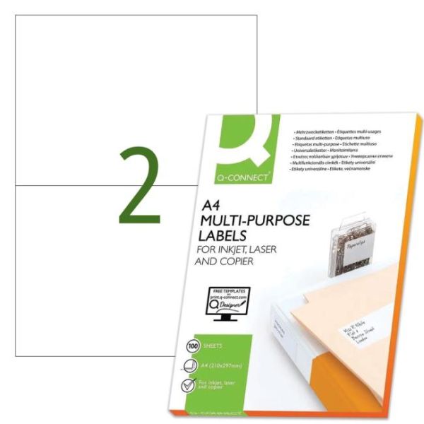 Etikety univerzálne 210x148,5mm Q-CONNECT A4 100 hárkov 