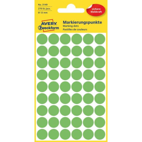 Etikety kruhové 12mm Avery neónovo zelené 