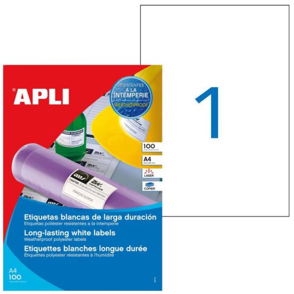 Etikety polyesterové 210x297mm Agipa 100 hárkov 