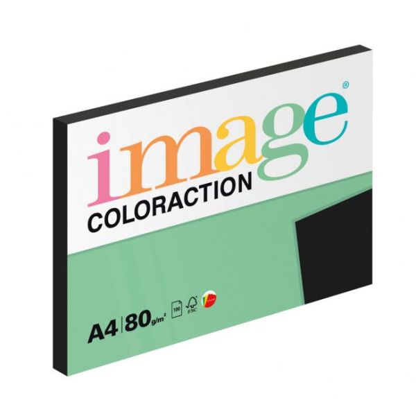 Farebný papier Image Coloraction, A4, 80g, čierny, 100 hárkov 