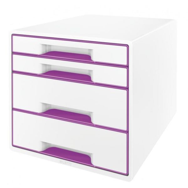 Zásuvkový box Leitz WOW so 4 zásuvkami purpurový 
