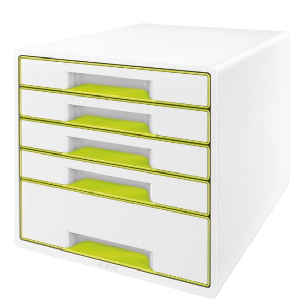 Zásuvkový box Leitz WOW s 5 zásuvkami metalický zelený 