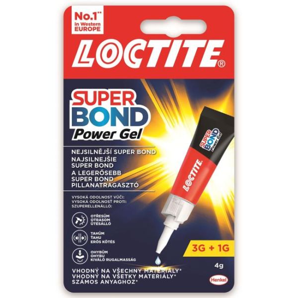 Sekundové lepidlo, gél, 4 g, HENKEL "Loctite Super Bond Power Gél"