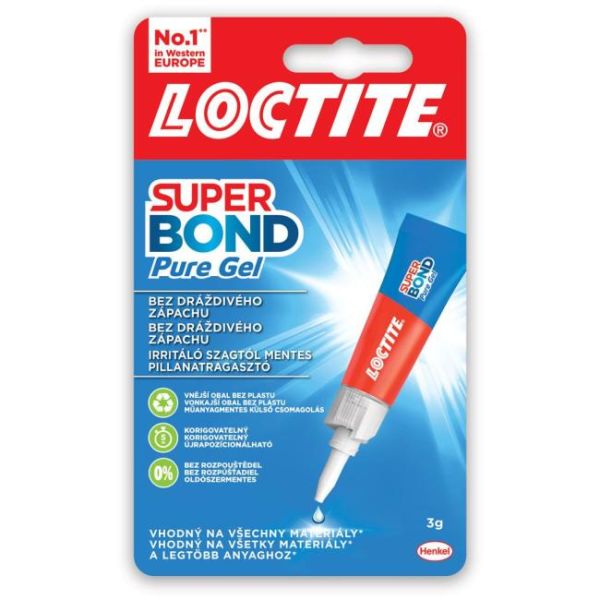 Sekundové lepidlo, gél, 3 g, HENKEL "Loctite Super Bond Repositionable Gel"
