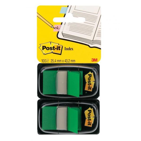 Záložky Post-it Index široké 25,4x43,2 zelená 2ks 