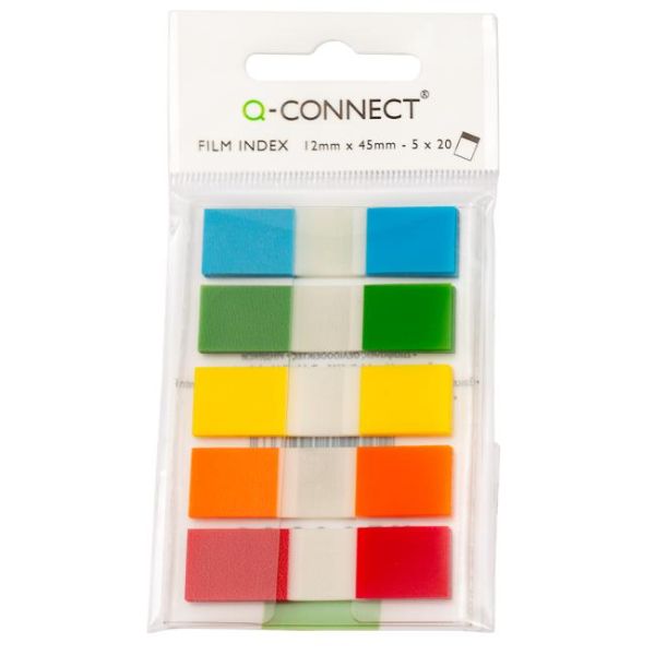 Záložky Q-CONNECT fóliové 12x43mm, 5x26 lístkov 