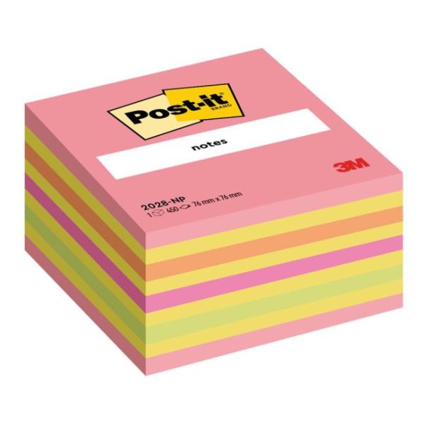 Samolepiaci bloček Post-it, 76 x 76 mm, neónová ružová, mix farieb 