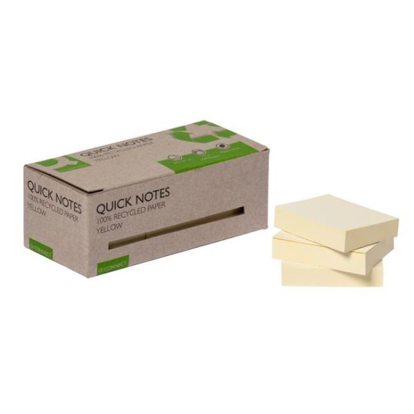 Samolepiaci bloček Q-CONNECT recyklované 38x51 žlté 12ks 