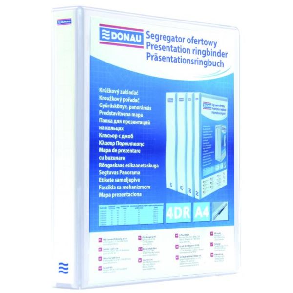Zakladač prezentačný Donau 8cm 4D-krúžkový biely 