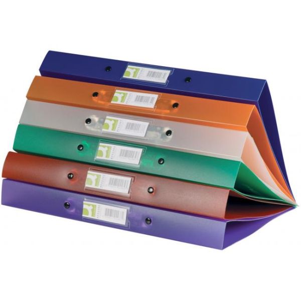 Zakladač 4-krúžkový Q-CONNECT celoplastový 2,5cm transparentný modrý 