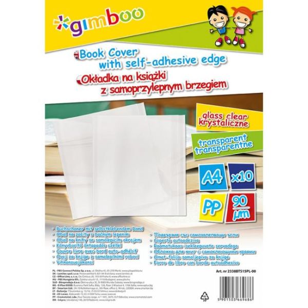 Obaly na zošity Gimboo samolepiace, číre, 30,5 x 54 cm, 90mic 