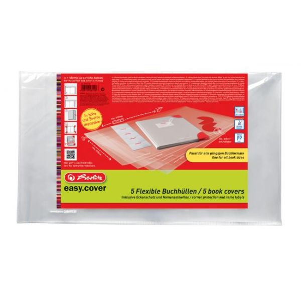Flexibilný obal na knihy a zošity Herlitz easy.cover, 5 ks, v sáčku 