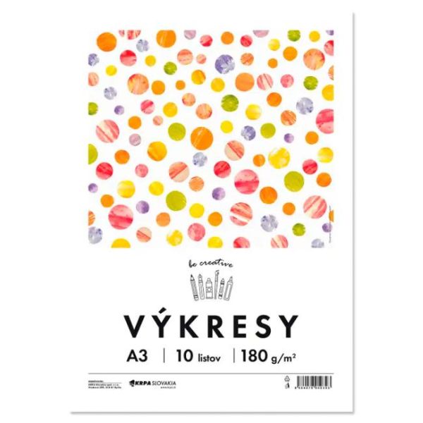 Výkresy 180 g, A3, 10 ks, farba biela 