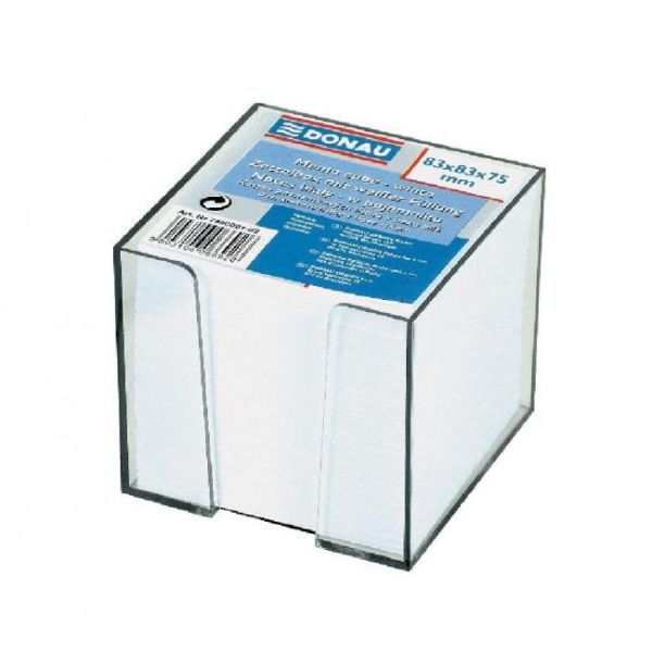 Bloček DONAU, kocka nelepená, 83 x 83 x 75 mm, biela, v čírej krabičke 