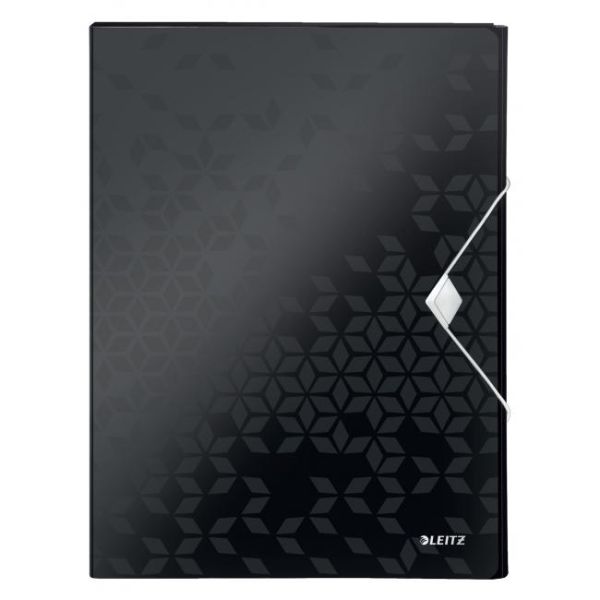 Plastový box s gumičkou Leitz WOW čierny 