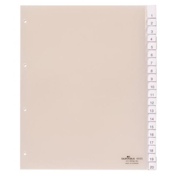 Plastový rozraďovač DURABLE s výmennými indexami 20-dielny maxi 