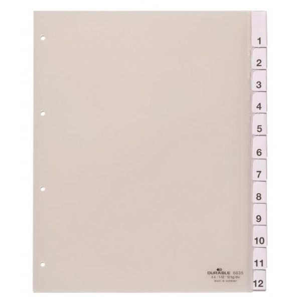 Plastový rozraďovač DURABLE s výmennými indexami 1-12 maxi 