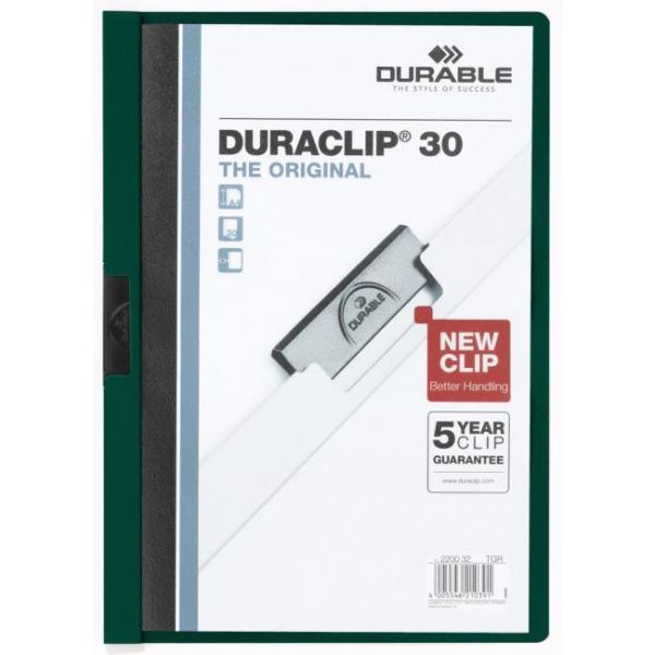Rýchloviazač, s klipom, A4, DURABLE "DURACLIP® 30", tmavomodrá