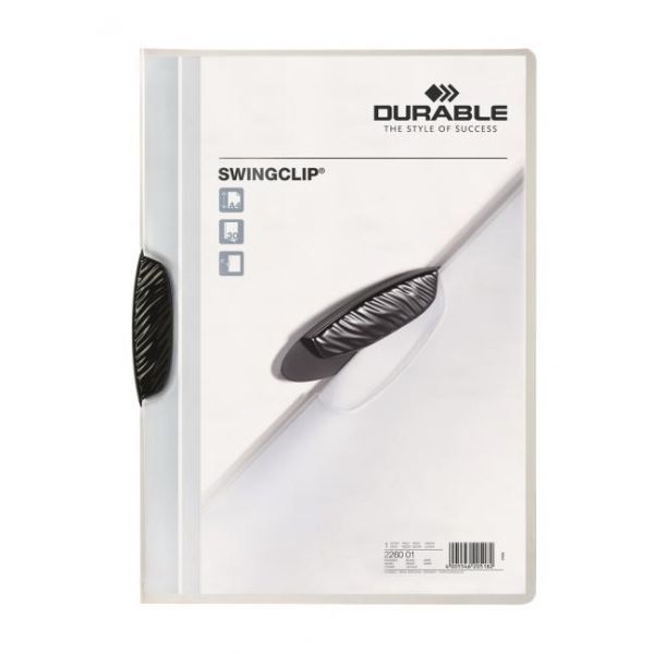 Rýchloviazač, s klipom, A4, DURABLE "Swingclip® 30", čierny