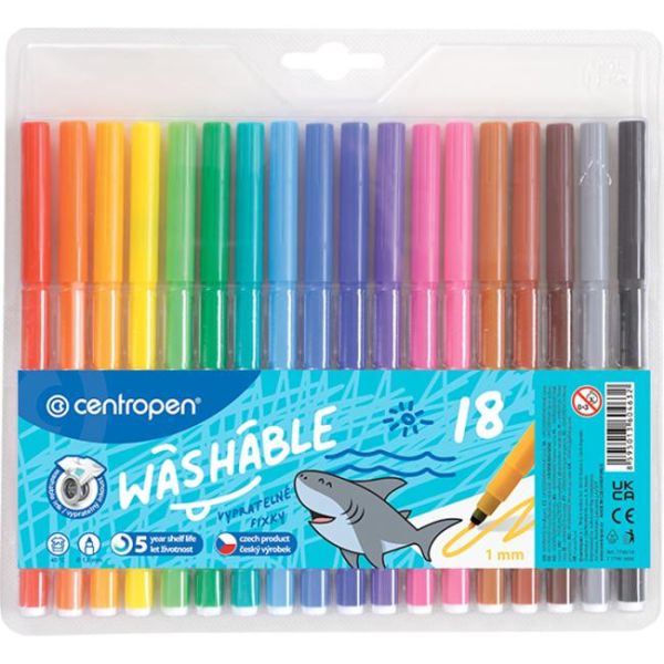 Fixy CENTROPEN 7790 Washable - sada 18 ks