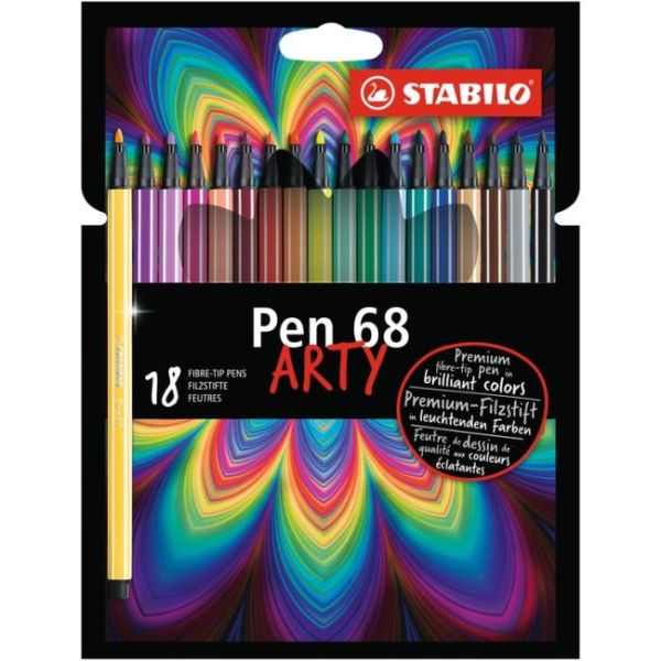 Fixy STABILO PEN 68 ARTY, sada 18 ks