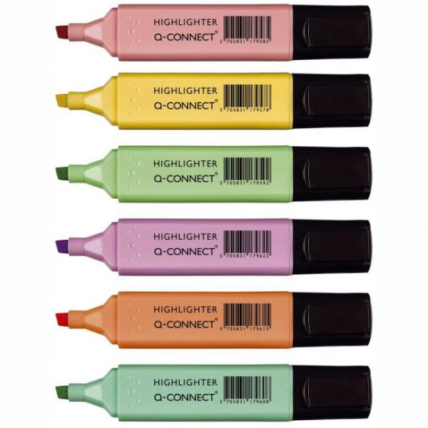 Sada zvýrazňovačov Q-CONNECT pastel 6f 