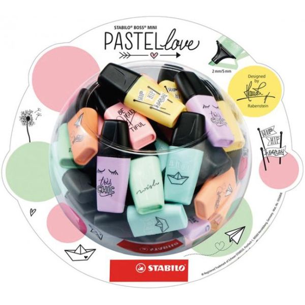 Zvýrazňovač STABILO Boss mini pastel displej 50 ks 