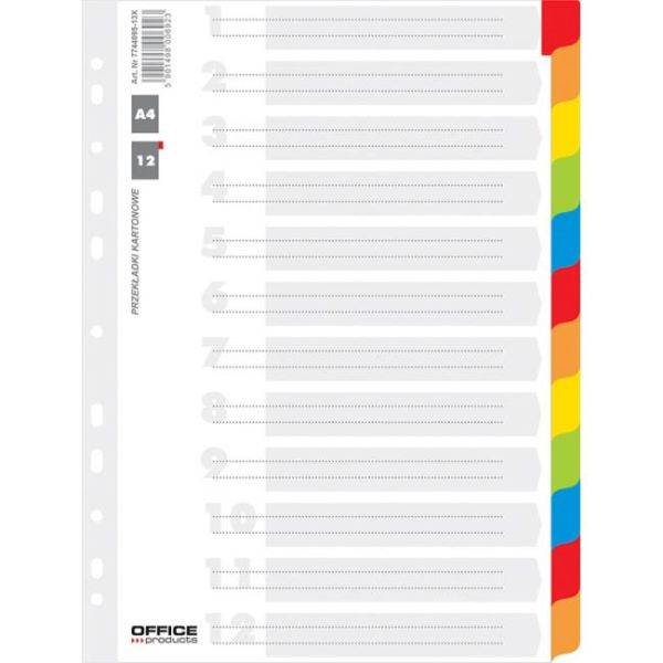 Kartónový rozraďovač Office Products 12-dielny biely 